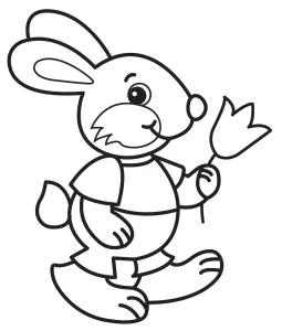 Cute Bunny Holding Flower Walking Spring Fun 🐰🌷