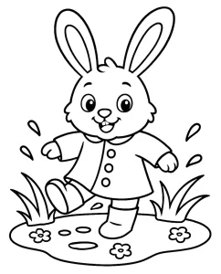 Cute Bunny Jumping in a Puddle of Water Splashing 🐰💦🌸🌧️😊