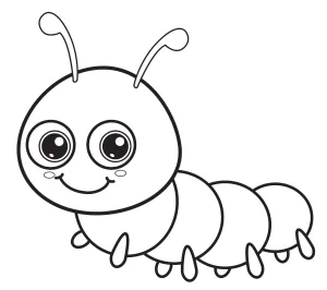 Cute Cartoon Caterpillar with Big Eyes 🐛👀✨🌿