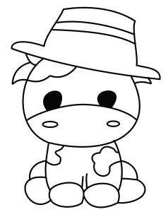 Cute Cow Sitting with Hat 🐮🎩