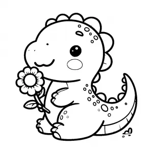 Cute Dinosaur Holding Flower π¦πΈπ¨β¨