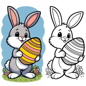 Cute Easter Bunnty Holding Colorful Easter Egg 🐰🥚🌈