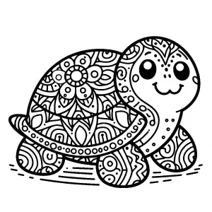 Cute Turtle Decorated with Flower Pattern 🌸🐢😊