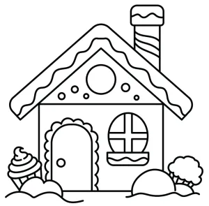 Cute Gingerbread House with Two Cupcakes in the Snow 🍪🏠❄️🎅