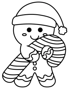 Cute Gingerbread Man with Hat Holding Candy Cane 🍪🎄🍬⛄