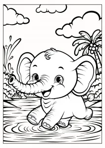 Cute Happy Elephant Running in Lake Splashing Water 🐘💦🌴