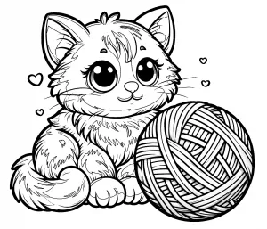 Cute Kitten with Yarn Wool Ball	 🐱🧶😺