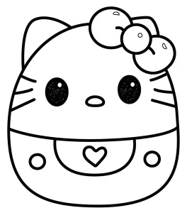 Cute Kitty with Bow and Heart Detail in Simple Rounded Style 🐱🎀💖