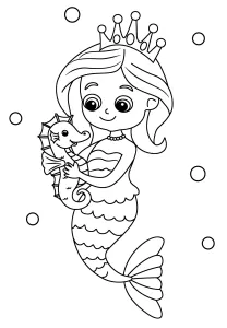 Cute Mermaid Holding Cute Little Seahorse 🧜‍♀️🐚🐠😊