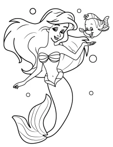 Cute Mermaid with Little Fish Smiling 🧜‍♀️🐠🌊