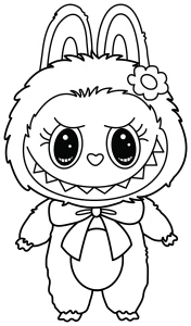 Cute Labubu Mokoko Monster with Heart-Shaped Nose and Fluffy Fur 🐻🌸🎀