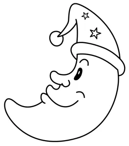 Cute Moon Wearing Nightcap with Smiling Face 🌙💤