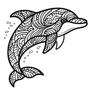 Cute Patterned Dolphin Jumping with Water Drops 🐬🌊🎨