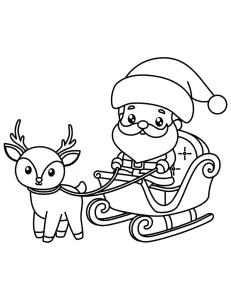 Cute Santa on Sleigh Pulled by Reindeer 🎅🦌