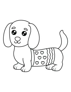 Cute Sausage Dog Wearing Festive Sweater with Hearts 🐶❤️