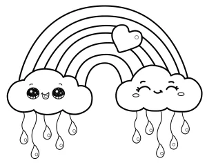 Cute Smiling Clouds with Rainbow and Heart 🌈☁️💖