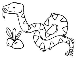 Cute Snake with Some Stones and Little Plant - Year of the Snake ππ±