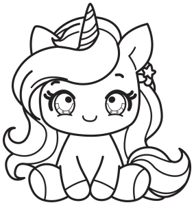 Cute Unicorn Girl Sitting with Rainbow Mane 🦄🌈✨