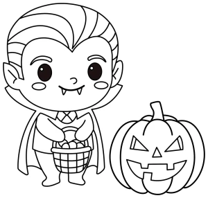 Cute Vampire Boy with Jack-o-Lantern for Halloween 🎃🧛‍♂️👻