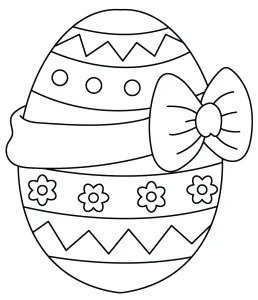 Easter Egg Decorated with Flowers, Dots and Zig-zag pattern, with a Bow 🥚🌸🎀✨🌼