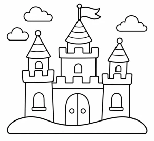 Detailed Sandcastle with Towers and Flag 🏖️🏰✨