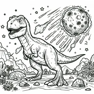 T-Rex Dinosaur at Moment of Asteroid Impact Leading to Extinction 🦖💥☄️🌍