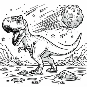 T-Rex Dinosaur Roaring at Moment of Asteroid Impact 🦖💥☄️