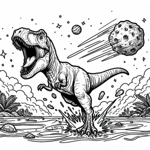 T-Rex Dinosaur Roaring at Moment of Asteroid Impact 🦖💥☄️