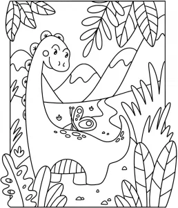 Diplodocus Dinosaur with Butterfly on the Back 🦕🦋🏞️