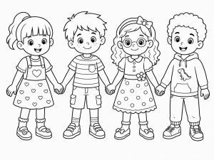 Diverse Group of Happy Children Holding Hands 👫🌟😊
