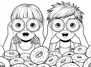 Boy and Girl Looking Through Donuts 🍩👀👧👦
