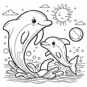 Dolphin Mother and Baby Dolphin Playing with Ball 🐬👶🏀