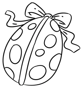 Easter Egg Decorated with Dots and Ovals and Wrapped with Ribbon and Bow 🎀🥚