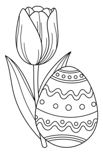 Easter Tulip with Decorated Egg in Nature 🌷🐣