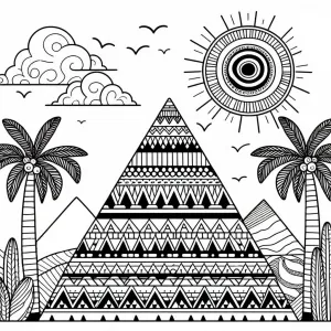 Ancient Egyptian Pyramid with Palm Trees and Sun in the Background 🌴🌞