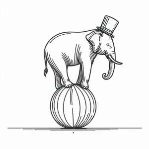 Elephant with Hat on Ball 🐘🎩🎈