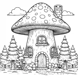 Fantasy Mushroom House with Chimnee in Forest 🍄🏡🌳