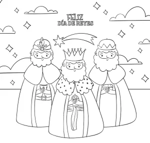 Feliz Dia de Reyes - Three Wise Man Standing with Their Gifts with Starry Sky 🌠👑✨