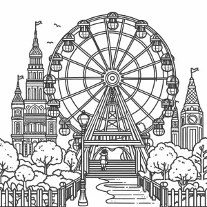 Ferris Wheel in Theme Park 🎡🏞️