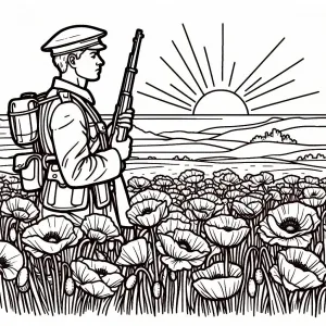 First World War Soldier in Poppy Field at Sunset 🌅🧑‍🤝‍🧑