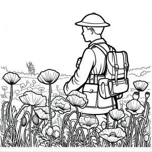 First World War Soldier in Poppy Field at Sunset 🌅🧑‍🤝‍🧑