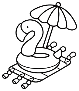 Adorable Flamingo Floating on a Beach Mat with Umbrella 🦩🏖️🌞
