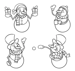 Four Funny Snowmen ☃️🎁❄️