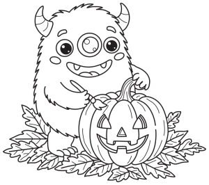 Friendly Monster with Pumpkin Celebrating Halloween Fun ππΉπ