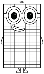 Friendly Numberblock 200 with Huge Glasses and Warm Smile 🧠🔢😊