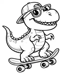 Funny Dinosaur on Skateboard wearing Baseball Cap and Glasses 🦖🛹🧢🕶️