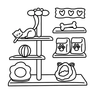 Cat Tree with Ball Bone Petfood and Cat Cave 🐱🐈🐾🦴