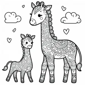 Giraffe Mother with Baby Giraffe Patterned π¦πΆπ