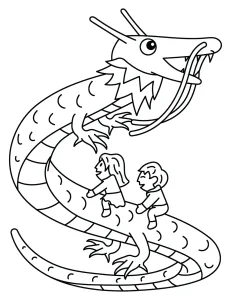 Girl and Boy Sitting on Back of Chinese Dragon Flying 🐉✨🧧🎆