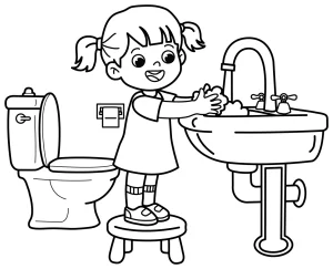 Girl Washing Hands in Bathroom 🧼🧼👧